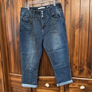 !it jeans Dark Blue Cropped High-Rise Button-Fly Jeans